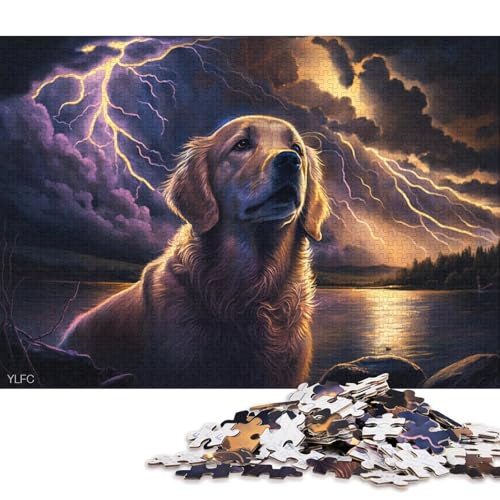 Puzzle Art Golden Retriever Puzzle für Erwachsene, 1000 Stück, Papppuzzles für Erwachsene und Familien, Spielzeug, Denkspiel 38x26cm, 1000 Teile von LiJianXXO