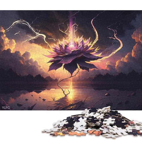 Puzzle Art Lotusblume, 1000-teiliges Puzzle für Erwachsene, Holzpuzzle für Erwachsene und Kinder ab 12 Jahren, Lernspiele für zu Hause, DIY-Spielzeug 75x50cm/1000 Teile von LiJianXXO