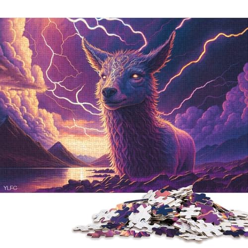 Puzzle Art Tiere Alpaka 1000-teiliges Puzzle für Erwachsene Holzpuzzle für Erwachsene und Kinder ab 12 Jahren Lernspiele für zu Hause DIY-Spielzeug 75x50cm/1000 Teile von LiJianXXO