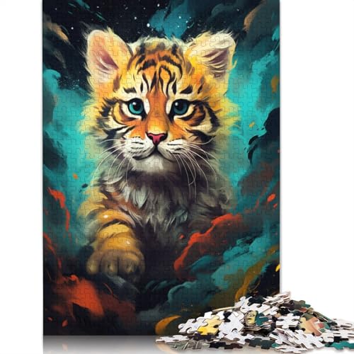 Puzzle Baby Art Tiger, 1000 Teile, Puzzle für Erwachsene, Holzpuzzle für Erwachsene und Kinder, tolles Geschenk für Erwachsene, 75 x 50 cm von LiJianXXO