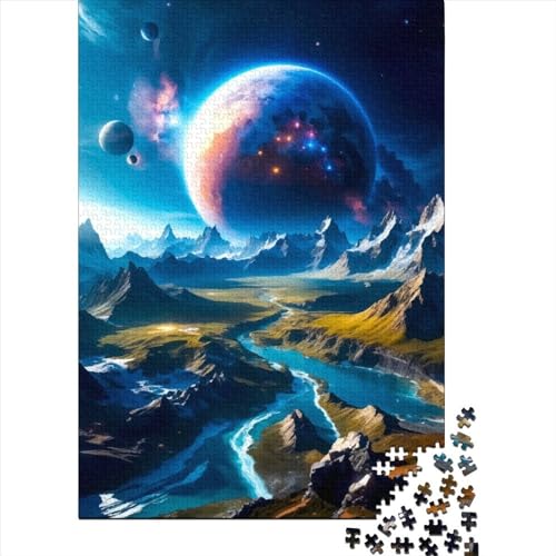 Puzzle Blue Mountains, 500-teiliges Puzzle für Erwachsene und Kinder, Holzpuzzle, geeignet für Erwachsene und Jugendliche ab 12 Jahren, Geschenk zum Geburtstag, Größe 52 x 38 cm von LiJianXXO