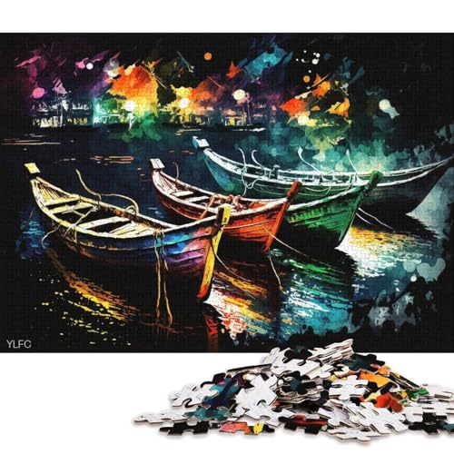 Puzzle Bunte Boote, 1000-teiliges Puzzle für Erwachsene, Holzpuzzle für Erwachsene und Kinder ab 12 Jahren, Lernspiele für zu Hause, DIY-Spielzeug (Größe 75 * 50 cm) von LiJianXXO