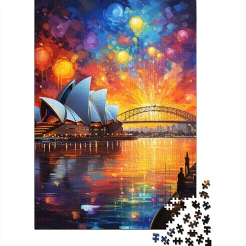 Puzzle Bunte Psychedelia im Sydney Opera House, 1000-teiliges Puzzle für Erwachsene, Holzpuzzle für Erwachsene und Kinder, Lernspiele für zu Hause, DIY-Spielzeug, 50 x 75 cm von LiJianXXO