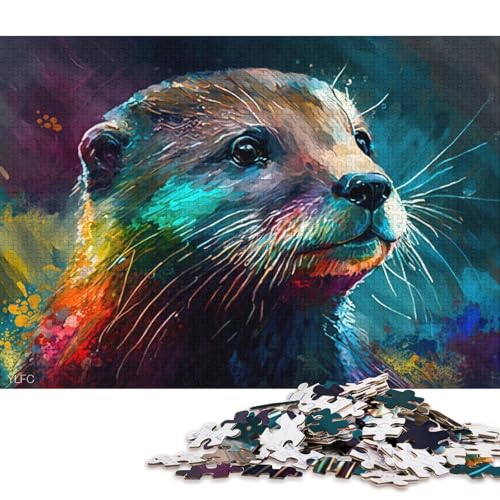 Puzzle Bunter Otter, 1000 Teile, Puzzle für Erwachsene, Kartonpuzzle für Erwachsene und Kinder ab 12 Jahren, Lernspiele für zu Hause, DIY-Spielzeug (Größe 38 * 26 cm) von LiJianXXO