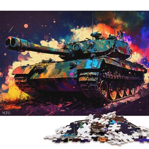 Puzzle Bunter Panzer, 1000-teiliges Puzzle für Erwachsene, Kartonpuzzle für Erwachsene und Kinder ab 12 Jahren, Lernspiele für zu Hause, DIY-Spielzeug (Größe 38 * 26 cm) von LiJianXXO