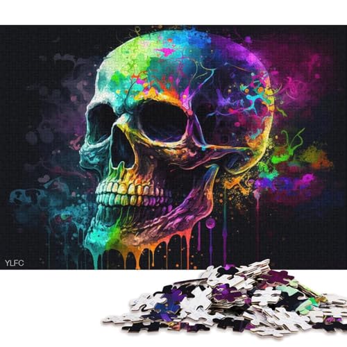 Puzzle Bunter Totenkopf 1000 Teile Puzzle für Erwachsene Holzpuzzle für Erwachsene und Kinder ab 12 Jahren Lernspiele für zu Hause DIY-Spielzeug (Größe 75 * 50 cm) von LiJianXXO