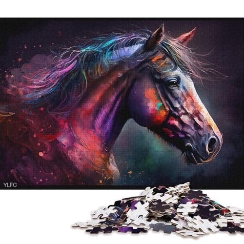 Puzzle Buntes Pferd, 1000-teiliges Puzzle für Erwachsene, Holzpuzzle für Erwachsene und Kinder ab 12 Jahren, Lernspiele für zu Hause, DIY-Spielzeug (Größe 75 * 50 cm) von LiJianXXO