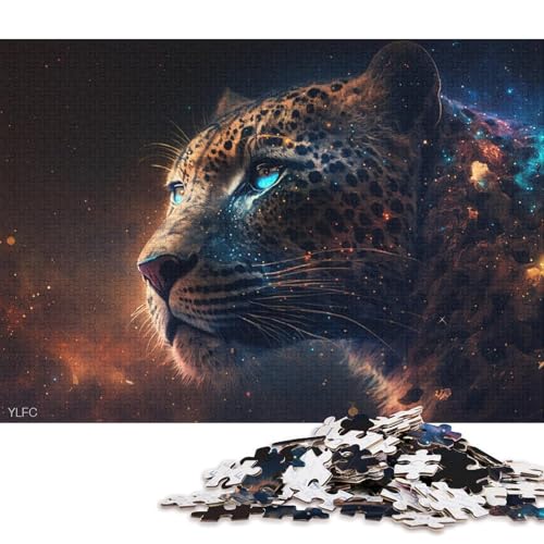 Puzzle Cosmic Galaxy Leopard Puzzles für Erwachsene 1000 Holzpuzzles für Erwachsene und Familien Spielzeug Denkspiel 75x50cm/1000 Teile von LiJianXXO