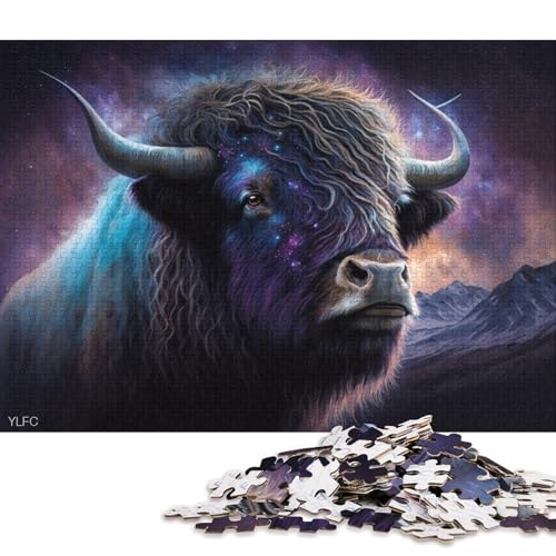 Puzzle Cosmic Galaxy Yak, 1000 Teile, Puzzle für Erwachsene, Holzpuzzle für Erwachsene und Kinder ab 12 Jahren, Lernspiele für zu Hause, DIY-Spielzeug (Größe 75 * 50 cm) von LiJianXXO