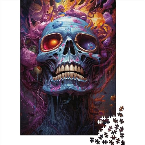 Puzzle Fantasie Bunter Totenkopf Puzzle 1000 Teile Holzpuzzle für Erwachsene und Kinder ab 12 Jahren Entspannungspuzzle Spiele 50 x 75 cm von LiJianXXO