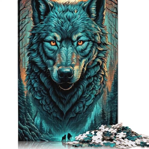 Puzzle Fantasy Wolf, Erwachsenenpuzzle 1000 Teile, Holzpuzzle für Erwachsene und Kinder ab 12 Jahren, tolles Geschenk für Erwachsene, Größe: 75 x 50 cm von LiJianXXO