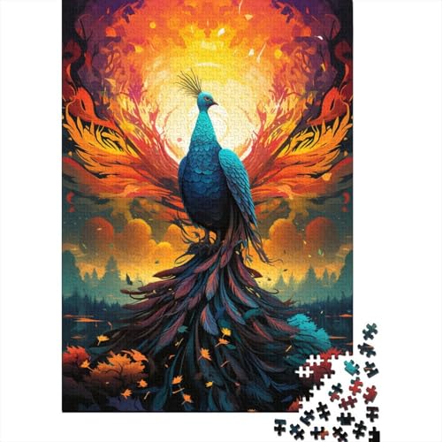 Puzzle Feuerfarbener Phönix Puzzle 1000 Teile Holzpuzzle für Erwachsene und Kinder ab 12 Jahren Entspannungspuzzle Spiele 50 x 75 cm von LiJianXXO