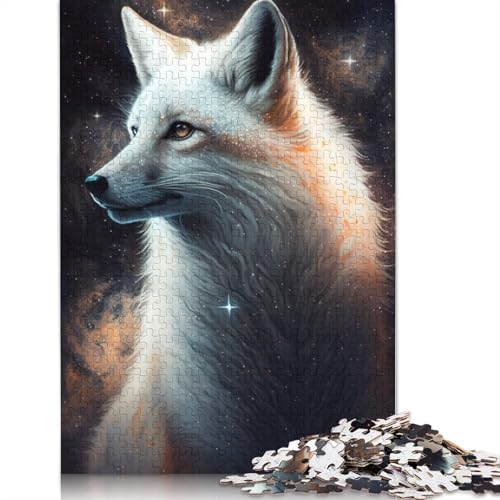 Puzzle-Geschenk Weißer Fuchs, Galaxie, 1000 Teile, Holzpuzzle für Erwachsene und Kinder ab 12 Jahren, Herausforderungsfamilie, Größe: 75 x 50 cm von LiJianXXO