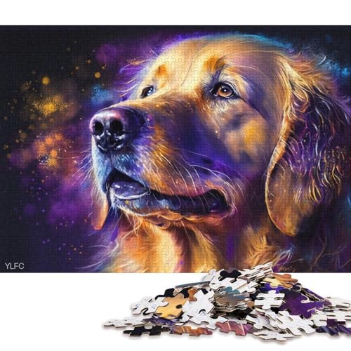 Puzzle Golden Retriever Hund 1000 Teile Puzzle für Erwachsene Holzpuzzle für Erwachsene und Kinder ab 12 Jahren Lernspiele für zu Hause DIY-Spielzeug (Größe 75 * 50 cm) von LiJianXXO