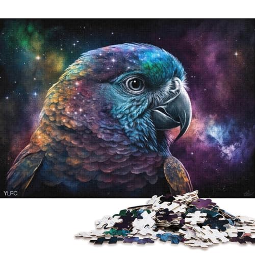 Puzzle Kosmischer Galaxie-Papagei, 1000-teiliges Puzzle, Holzpuzzle für Erwachsene und Kinder ab 12 Jahren, tolles Geschenk für Erwachsene (Größe 75 * 50 cm) von LiJianXXO