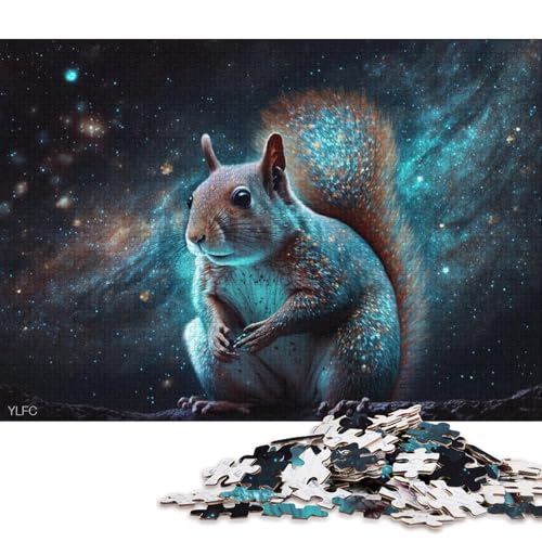 Puzzle Kosmisches Galaxie-Eichhörnchen, 1000 Teile, Puzzle für Erwachsene, Holzpuzzle für Erwachsene und Kinder ab 12 Jahren, Lernspiele für zu Hause, DIY-Spielzeug (Größe 75 * 50 cm) von LiJianXXO