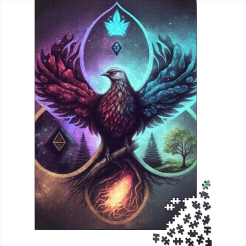 Puzzle Phoenix on Fire, 500 Teile, Holzpuzzle für Erwachsene und Kinder ab 12 Jahren, Lernspiele, Größe 52 x 38 cm von LiJianXXO