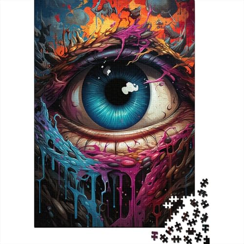 Puzzle Psychedelische Malerei Augen 1000 Teile Puzzle Holzpuzzle für Erwachsene und Kinder ab 12 Jahren Angebot als Geschenk für die ganze Familie 50 x 75 cm von LiJianXXO