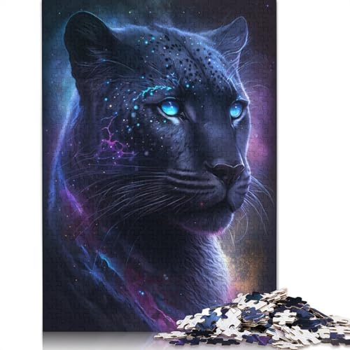 Puzzle Schwarzer Leopard für Erwachsene, 1000 Teile, Papppuzzle für Erwachsene und Kinder ab 12 Jahren, anspruchsvolles Spielzeug (Größe 38 x 26 cm) von LiJianXXO