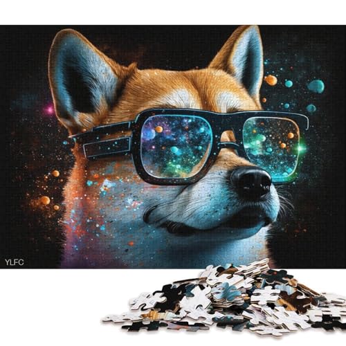 Puzzle Shiba Inu mit Brille, 1000 Teile, Puzzle für Erwachsene, Papppuzzle für Erwachsene und Kinder ab 12 Jahren, Lernspiele für zu Hause, DIY-Spielzeug (Größe 38 * 26 cm) von LiJianXXO