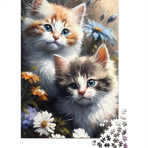 Puzzle Süße Katze, 500 Teile, Holzpuzzle für Erwachsene und Kinder ab 12 Jahren, Lernspiele, Größe 52 x 38 cm von LiJianXXO