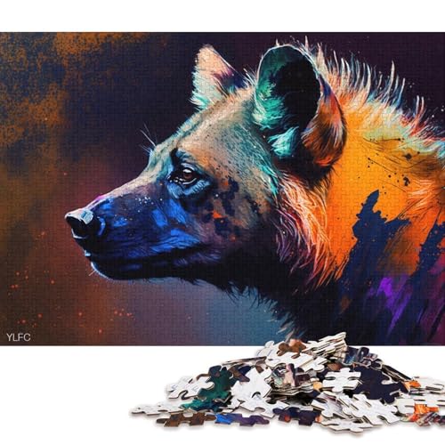 Puzzle Tiere Afrikanische Hyäne 1000 Teile Puzzle für Erwachsene Holzpuzzle für Erwachsene und Kinder ab 12 Jahren Lernspiele für zu Hause DIY-Spielzeug (Größe 75 * 50 cm) von LiJianXXO