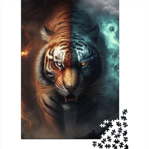 Puzzle Tiger Fire, 500 Teile, Holzpuzzle für Erwachsene und Kinder ab 12 Jahren, Lernspiele, Größe 52 x 38 cm von LiJianXXO