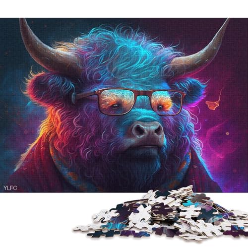 Puzzle Yak mit Brille, 1000 Teile, Puzzle für Erwachsene, Kartonpuzzle für Erwachsene und Kinder ab 12 Jahren, Lernspiele für zu Hause, DIY-Spielzeug (Größe 38 * 26 cm) von LiJianXXO