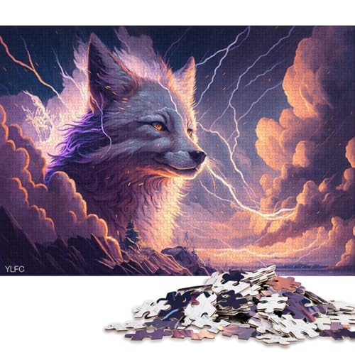 Puzzle für Erwachsene, 1000 Kunsttiere, weißer Fuchs, Puzzle für Erwachsene, Papppuzzle, tolles Geschenk für Erwachsene 38x26cm/1000 Teile von LiJianXXO