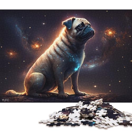 Puzzle für Erwachsene, 1000 Puzzle-Spielzeug, Cosmic Pug-Puzzle für Erwachsene, Holzpuzzle, Puzzle, praktisches Spiel 75x50cm/1000 Teile von LiJianXXO