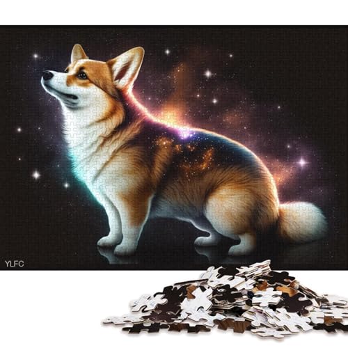 Puzzle für Erwachsene, 1000 Puzzle-Spielzeug, Weltraum-Corgi-Puzzle für Erwachsene, Kartonpuzzle, Puzzle, praktisches Spiel 38x26cm/1000 Teile von LiJianXXO