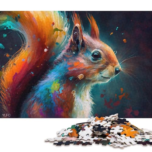 Puzzle für Erwachsene, 1000 Puzzle-Spielzeug, buntes Eichhörnchen-Puzzle für Erwachsene, Kartonpuzzle, Puzzle, praktisches Spiel 38x26cm/1000 Teile von LiJianXXO