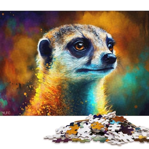 Puzzle für Erwachsene, 1000 Puzzle-Spielzeug, buntes Erdmännchen-Puzzle für Erwachsene, Holzpuzzle, Puzzle, praktisches Spiel 75x50cm/1000 Teile von LiJianXXO