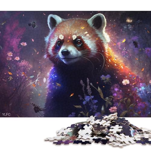 Puzzle für Erwachsene, 1000 Puzzle-Spielzeug, magischer roter Panda, Puzzle für Erwachsene, Kartonpuzzle, Puzzle, praktisches Spiel 38x26cm/1000 Teile von LiJianXXO