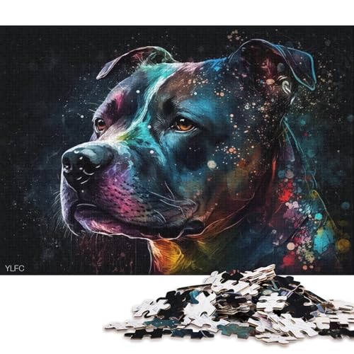 Puzzle für Erwachsene, 1000 Puzzles, Staffordshire Bull Terrier, Puzzles für Erwachsene, Papppuzzles, Lernspielzeug, Familienspiele (Größe 38 * 26 cm) von LiJianXXO