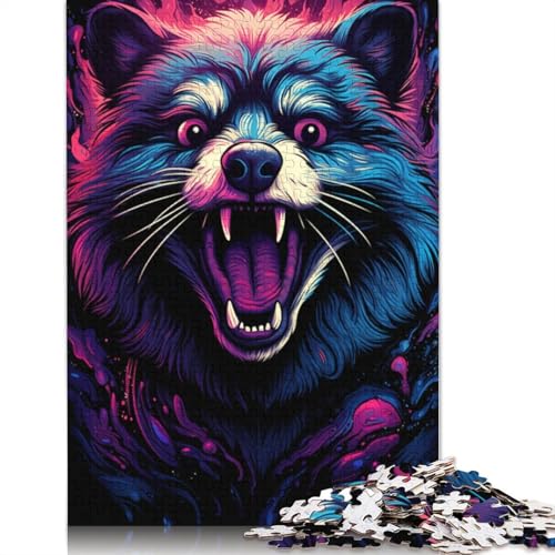 Puzzle für Erwachsene, 1000 Puzzles mit Waschbär-Tiermotiv, für Erwachsene, Kartonpuzzle, Lernspiel, 38 x 26 cm von LiJianXXO