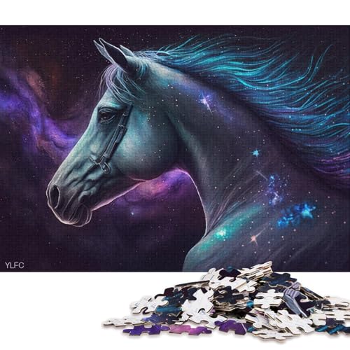 Puzzle für Erwachsene, 1000 Puzzles zum Thema Kosmisches Galaxie-Pferde-Puzzle für Erwachsene, Karton-Puzzle, Lernspiel für Erwachsene und Kinder (Größe 38 * 26 cm) von LiJianXXO