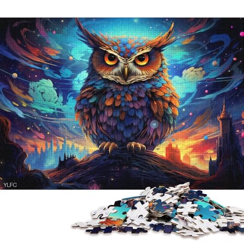 Puzzle für Erwachsene, 1000 Stück, buntes Eulen-Puzzle für Erwachsene, Kartonpuzzle, tolles Geschenk für Erwachsene 38x26cm/1000 Teile von LiJianXXO