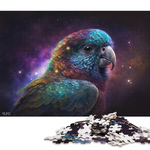 Puzzle für Erwachsene, 1000 Stück, kosmischer Galaxie-Papagei, Puzzles für Erwachsene, Holzpuzzles, Weihnachtspuzzlegeschenke 75x50cm/1000 Teile von LiJianXXO