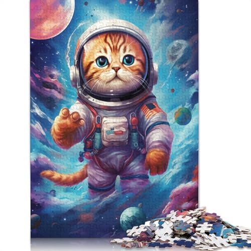 Puzzle für Erwachsene, 1000 Teile, Astronautenbaby, Katze, Puzzle für Erwachsene, Holzpuzzle, Spielzeug, Wanddekoration, 75 x 50 cm von LiJianXXO