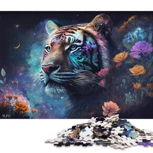 Puzzle für Erwachsene, 1000 Teile, Cosmic Art Tiger, Puzzle für Erwachsene, Holzpuzzle, tolle Geschenke zu Weihnachten (Größe 75 * 50 cm) von LiJianXXO