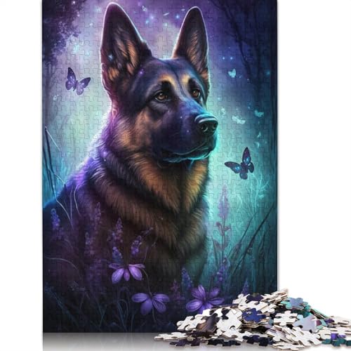 Puzzle für Erwachsene, 1000 Teile, Deutscher Schäferhund, Blumen-Galaxie, Puzzle für Kinder, Holzpuzzle, Spielzeug, Denkspiel, Größe: 75 x 50 cm von LiJianXXO