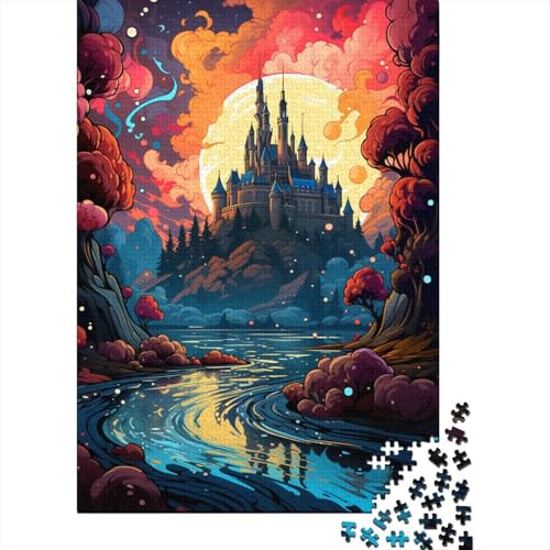 Puzzle für Erwachsene, 1000 Teile, Die farbenfrohe Psychedelie von Schloss Chambord, Holzpuzzle für Erwachsene, Kinderspiele, Lernspielzeug (Größe 75 x 50 cm) von LiJianXXO