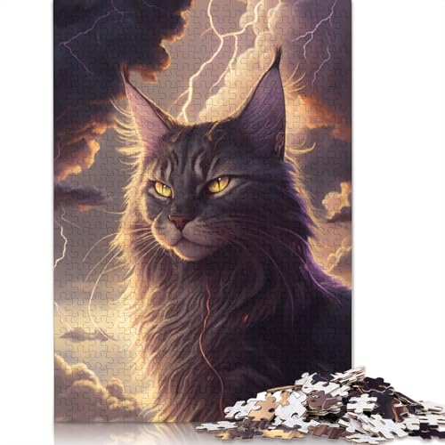 Puzzle für Erwachsene, 1000 Teile, Fantasie-Puzzle mit Maine-Coon-Katze, für Erwachsene, Holzpuzzle, anspruchsvolles Spiel, Größe: 75 x 50 cm von LiJianXXO