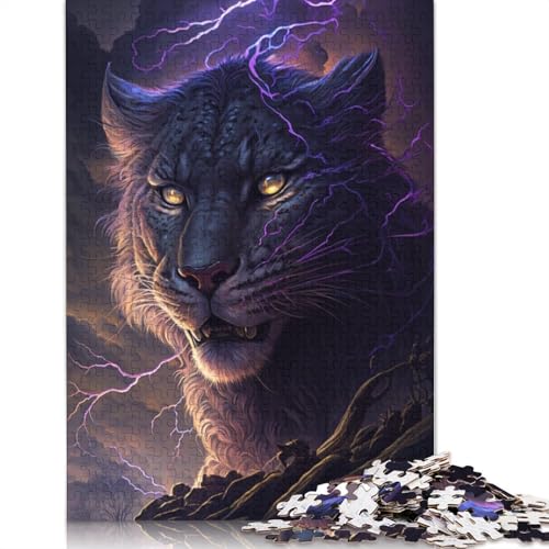 Puzzle für Erwachsene, 1000 Teile, Fantasie-Puzzle mit schwarzem Leopardenmuster, für Erwachsene, Holzpuzzle, anspruchsvolles Spiel, Größe: 75 x 50 cm von LiJianXXO