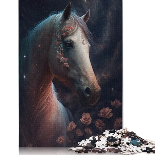 Puzzle für Erwachsene, 1000 Teile, Galaxie, Pferd und Blume, Puzzle für Kinder, Holzpuzzle, Spielzeug, Denkspiel, Größe: 75 x 50 cm von LiJianXXO