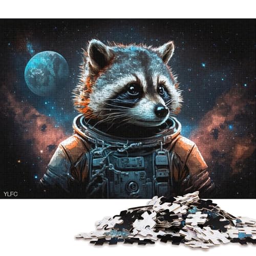 Puzzle für Erwachsene, 1000 Teile, Galaxie-Astronaut, Waschbär, Puzzle für Erwachsene, Holzpuzzle, tolle Geschenke zu Weihnachten (Größe 75 * 50 cm) von LiJianXXO