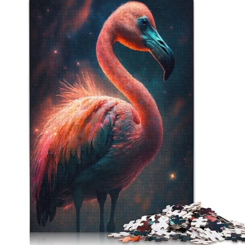 Puzzle für Erwachsene, 1000 Teile, Galaxie-Flamingo, Puzzle für Kinder, Holzpuzzle, Spielzeug, Denkspiel, Größe: 75 x 50 cm von LiJianXXO