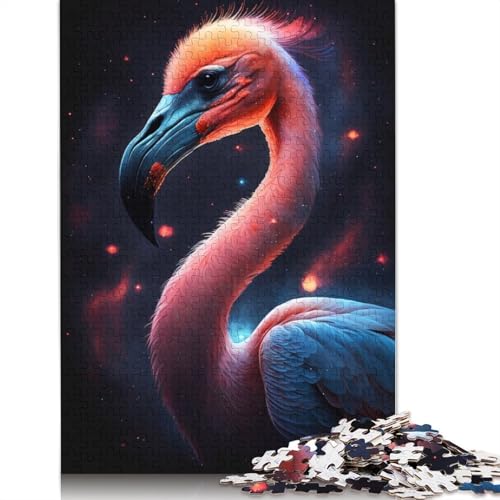 Puzzle für Erwachsene, 1000 Teile, Galaxie-Flamingo-Puzzle für Erwachsene, Holzpuzzle, Denksport-Puzzle für Erwachsene (Größe 75 x 50 cm) von LiJianXXO