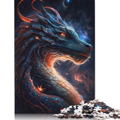 Puzzle für Erwachsene, 1000 Teile, Galaxie-Kunst, chinesischer Drache, Holzpuzzle für Erwachsene, tolles Geschenk für Erwachsene und Kinder, Größe: 75 x 50 cm von LiJianXXO